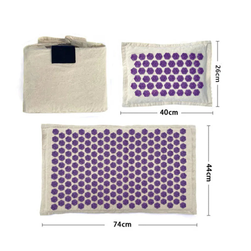 Tapis d'acupression et coussin en lin